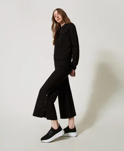Twinset Pantalon Cropped Avec Fentes In Black