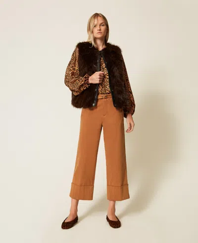 Twinset Pantalon Cropped En Bull In Brown