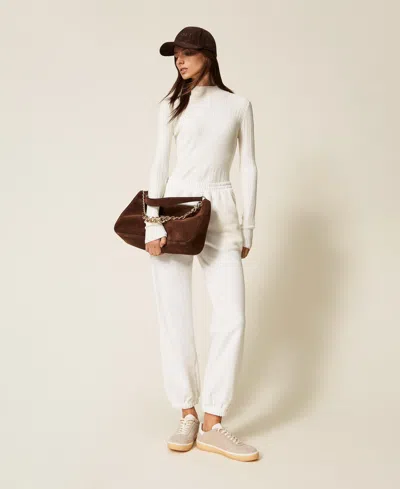 Twinset Pantalon De Jogging En Maille Et Molleton In White