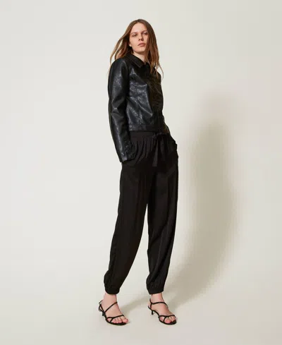 Twinset Pantalon De Jogging En Satin In Black