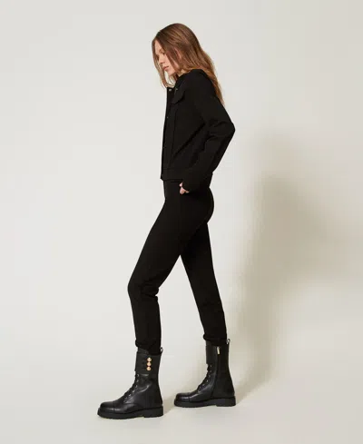 Twinset Pantalon Droit Avec Pinces In Black