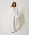 Twinset Pantalon Droit Avec Poches In White