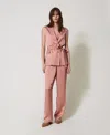 Twinset Pantalon En Envers Satin In Multi