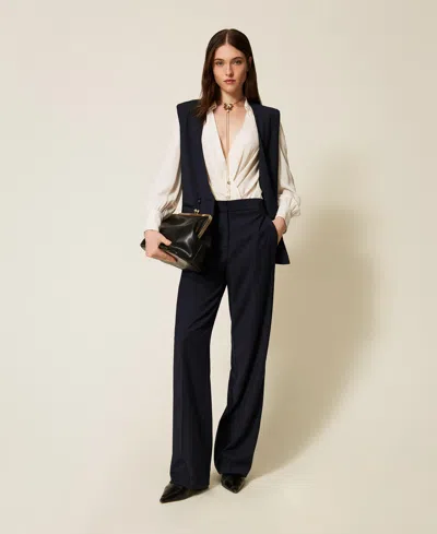 Twinset Pantalon En Laine Mélangée In Multi