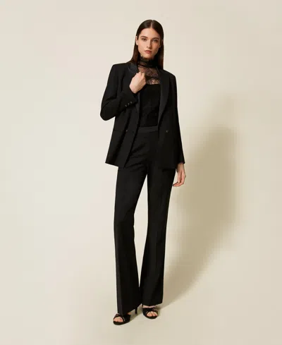 Twinset Pantalon Évasé Avec Détails En Satin In Multi