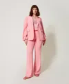 Twinset Pantalon Évasé En Crêpe In Pink