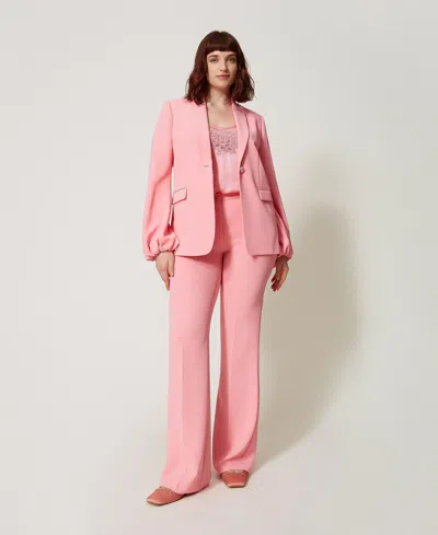 Twinset Pantalon Évasé En Crêpe In Pink