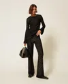 Twinset Pantalon Évasé En Maille Ajourée In Black
