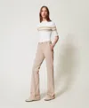 Twinset Pantalon Évasé En Sergé In White