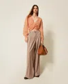 Twinset Pantalon Palazzo Avec Plis In Multi
