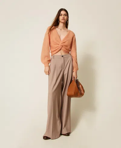 Twinset Pantalon Palazzo Avec Plis In Multi
