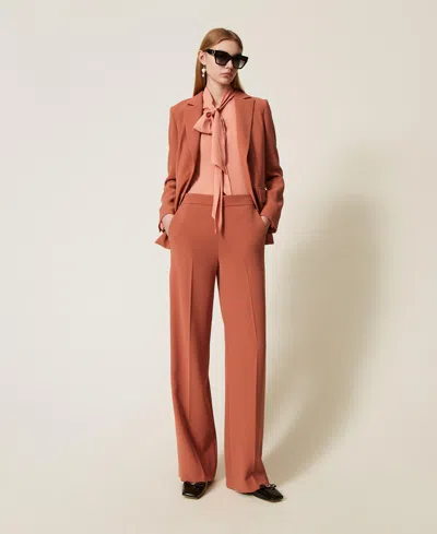 Twinset Pantalon Palazzo En Crêpe In Orange