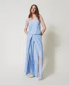 Twinset Pantalon Palazzo En Lin In Blue