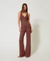 Twinset Pantalon Palazzo En Maille Avec Lurex In Multi