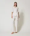 Twinset Pantalon Palazzo En Satin In Metallic