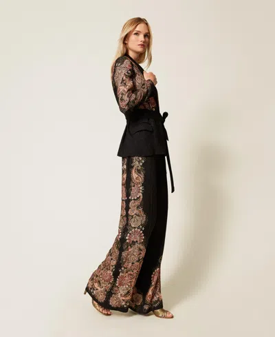 Twinset Pantalon Palazzo Jacquard Avec Imprimé