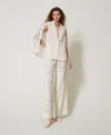Twinset Pantalon Palazzo « Procida » En Dentelle Macramé In White