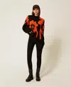 Twinset Pantalon Skinny Avec Détails En Satin In Multi