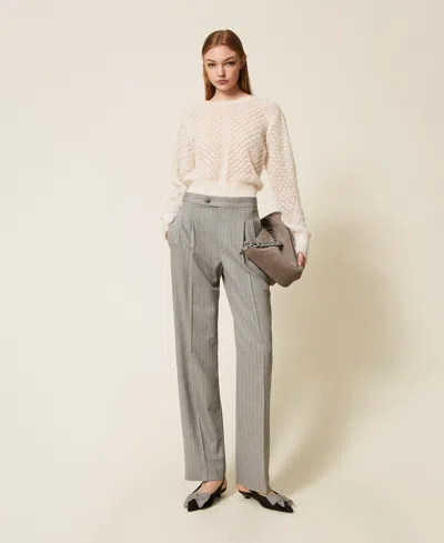 Twinset Pantalon Tailleur En Laine Mélangée In Multi