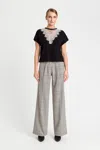 Twinset Pantalone Check Wide Leg Grigio In Grigio