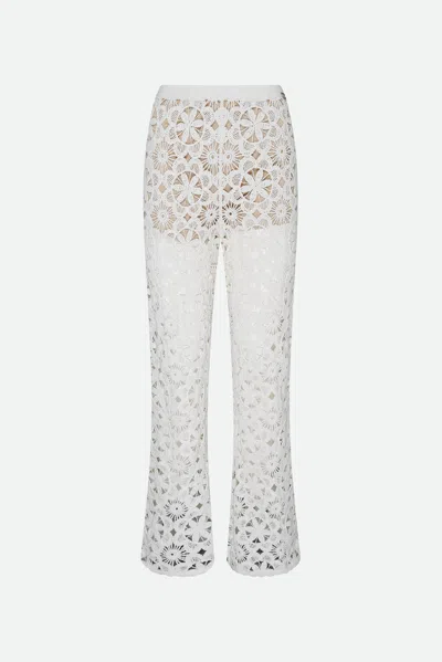 Twinset Pantalone Crochet Bianco In Nero