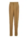 Shop Twinset Beige Pants With Pences And Logo Plaque On The Rear In Viscose Blend Woman In Green