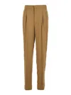 Twinset Beige Pants With Pences And Logo Plaque On The Rear In Viscose Blend Woman In Green