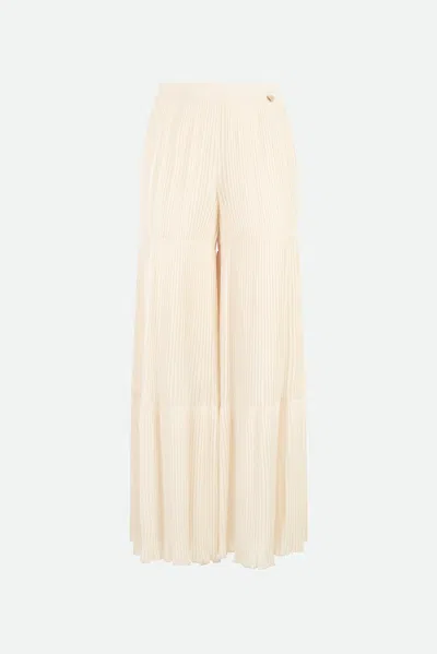 Twinset Pantalone In Georgette Bianco
