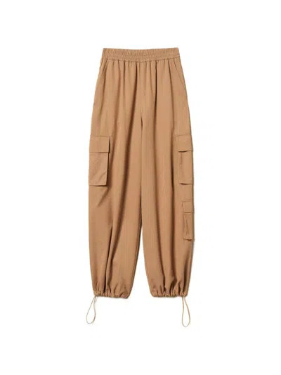 Twinset Pantaloni Cargo Morbili Color Cammello Con Tasche Laterali  In Brown