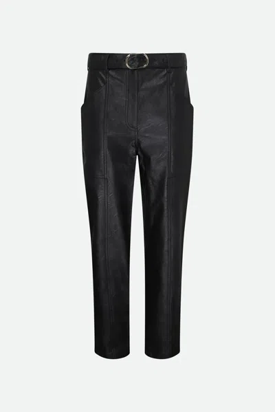 Twinset Pantaloni Effetto Pelle Neri In Nero