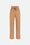 Twinset Pantaloni In Canvas Beige In Marrone
