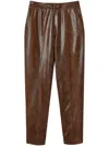 Twinset Snake-effect Cropped Trousers In Coffee/black