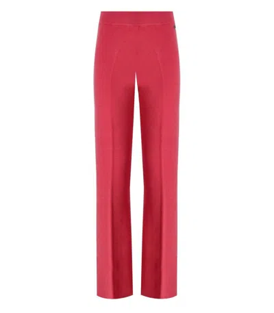 Twinset Holly Berry Knitted Wide Leg Trousers In Pink
