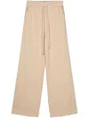 Twinset Logo-embroidered Wide-leg Track Pants In Beige