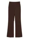 Twinset High-waist Wide-leg Trousers In Soft Fabric Blend In Brown