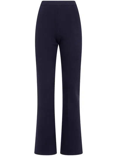 Twinset Flared Knit Casual Trousers In Blue