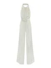 Twinset Sleeveless White Jumpsuit With Halter Neckline In Neutral