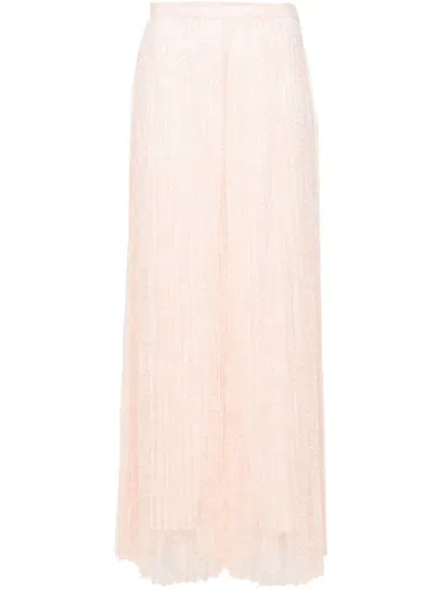 Twinset Pleated Lace Palazzo Pants In Pink & Purple
