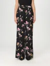 Twinset Black Floral Wide Leg Trousers In Black