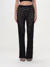 Twinset Floral-crochet Flared Trousers In Black