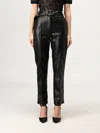Twinset Crocodile-embossed Faux Leather Slim-fit Trousers In Schwarz