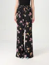 Twinset Black Floral Wide Leg Trousers In Fa01