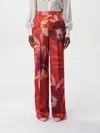 Twinset Floral-print Wide-leg Trousers In Rot
