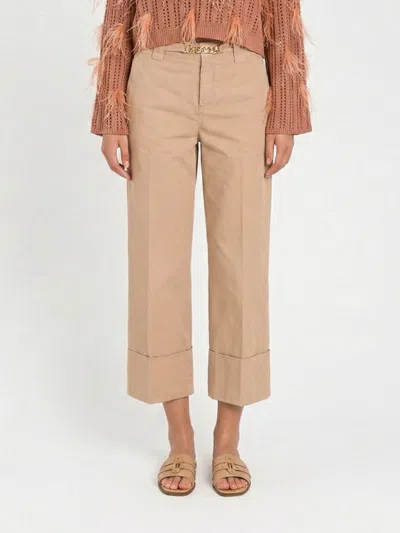 Twinset Twin-set Logo Detail Trousers And Belt Loops In Brown