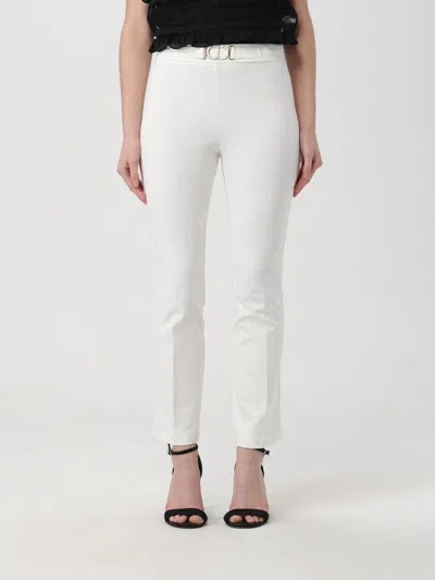 Twinset Logo-plaque Ribbed Trousers In White
