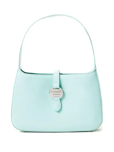 Twinset Patent Leather Top-handle Bag In Blue