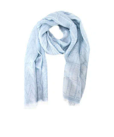 Twinset Pattern Scarf In Blue