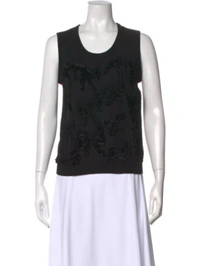 Pre-owned Twinset Patterned Crew Neck Top In Black