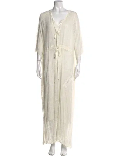 Pre-owned Twinset Patterned Long Dress In Neutrals