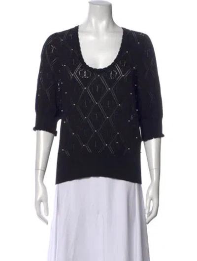 Pre-owned Twinset Patterned Scoop Neck Sweater In Black